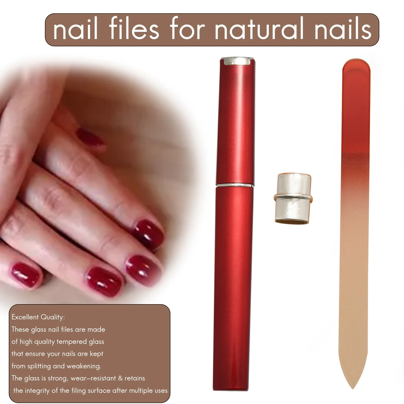 A39M 4本組ガラス製ネイルファイル、ケース付きクリスタルネイルファイル、両面フィンガーネイルファイル、プロ用マニキュアネイルケア