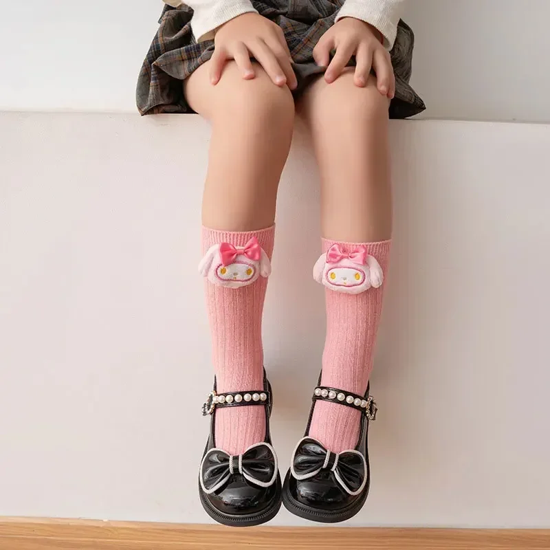 Kawaii Sanrio poupée tridimensionnelle mignon Kurumi cannelle mélodie pouding chien poupée chaussettes empilées dessin animé pour enfants mi chaussettes