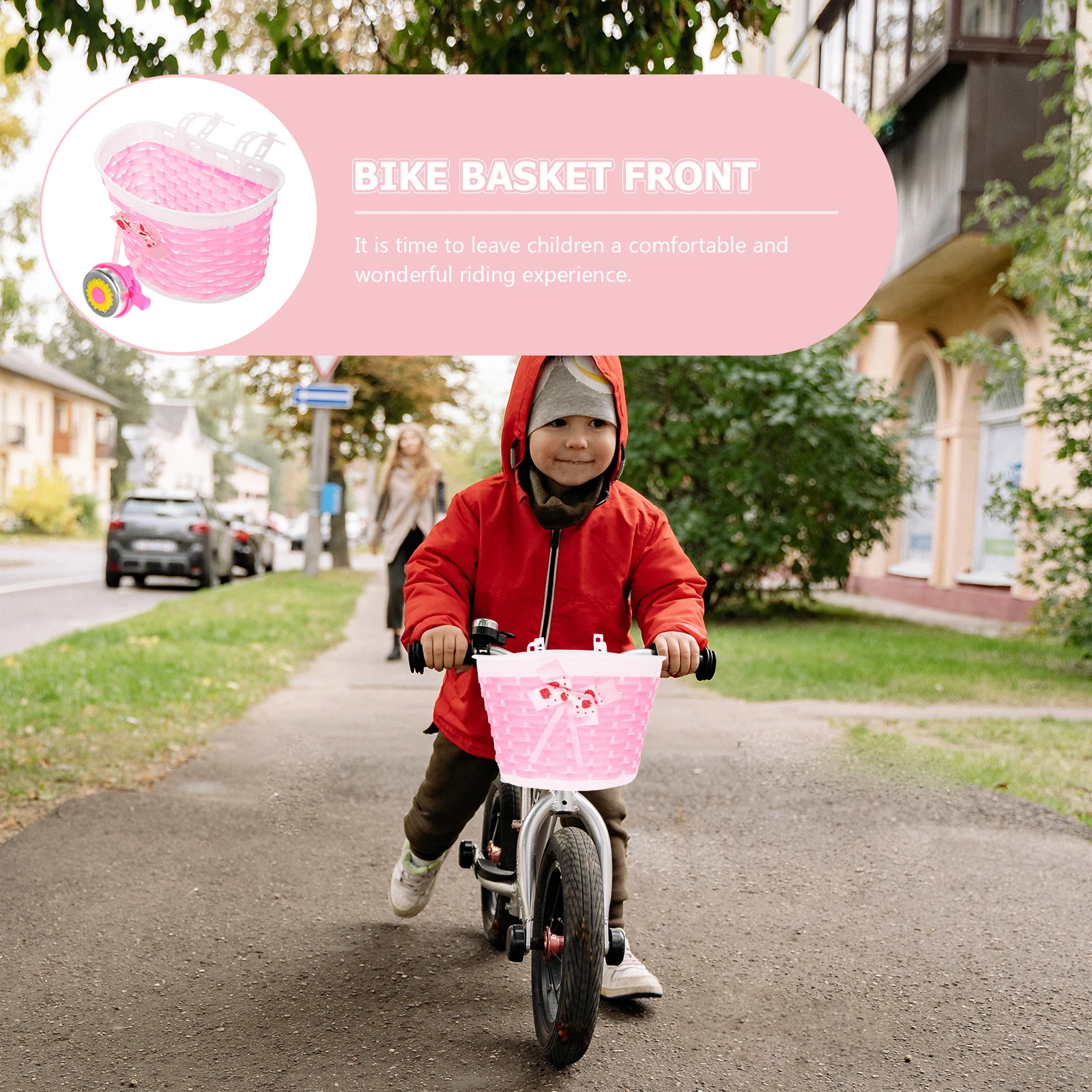 

1Set Children Bike Basket Front Convenient Install Cute Cycling Basket -Resistant Material No Smell Long-Lasting Bike