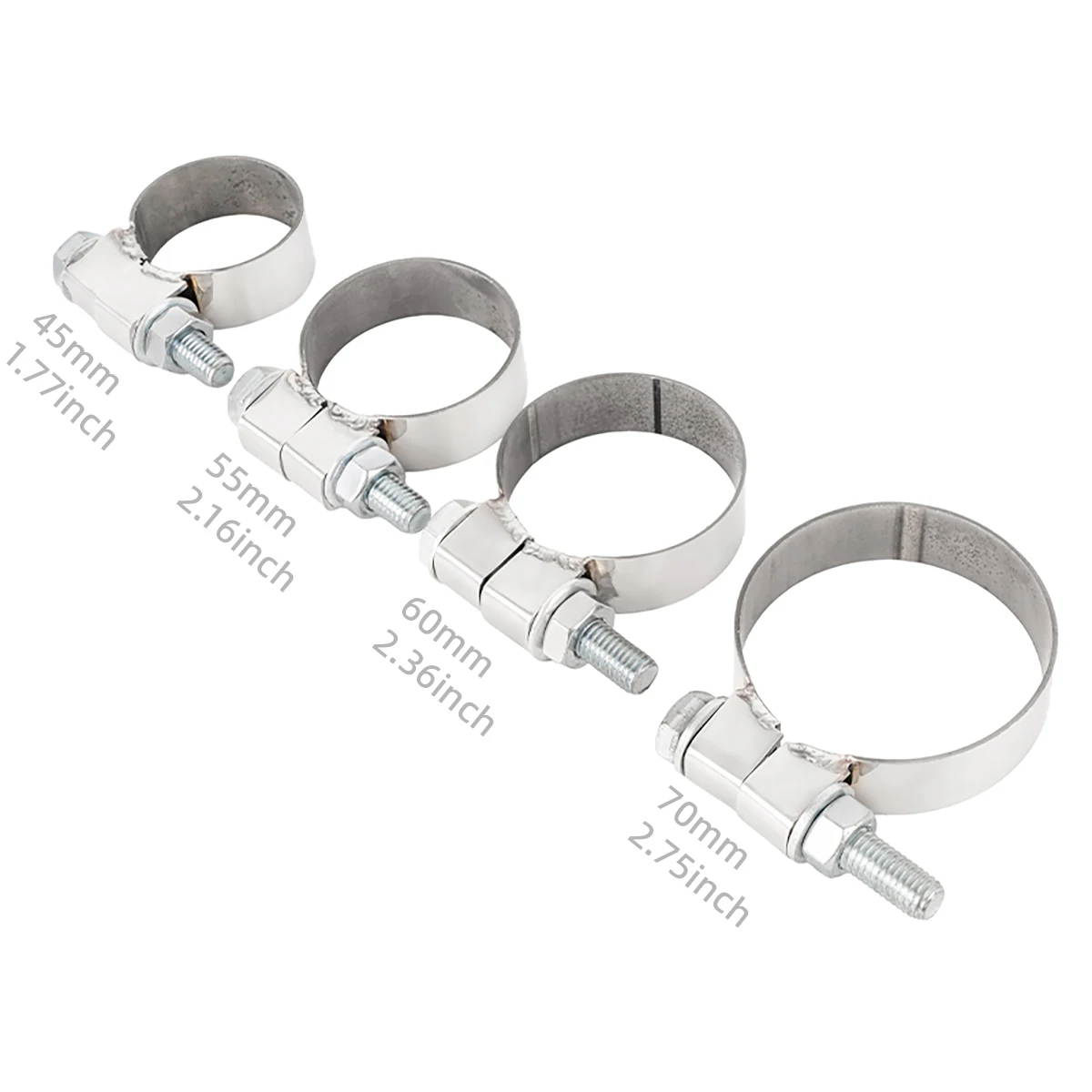 

45mm 55mm 60mm 70mm Stainless Steel Car Motorcycle Exhaust Pipe Clamps Clip For Exhaust Pipe Connect Fixed