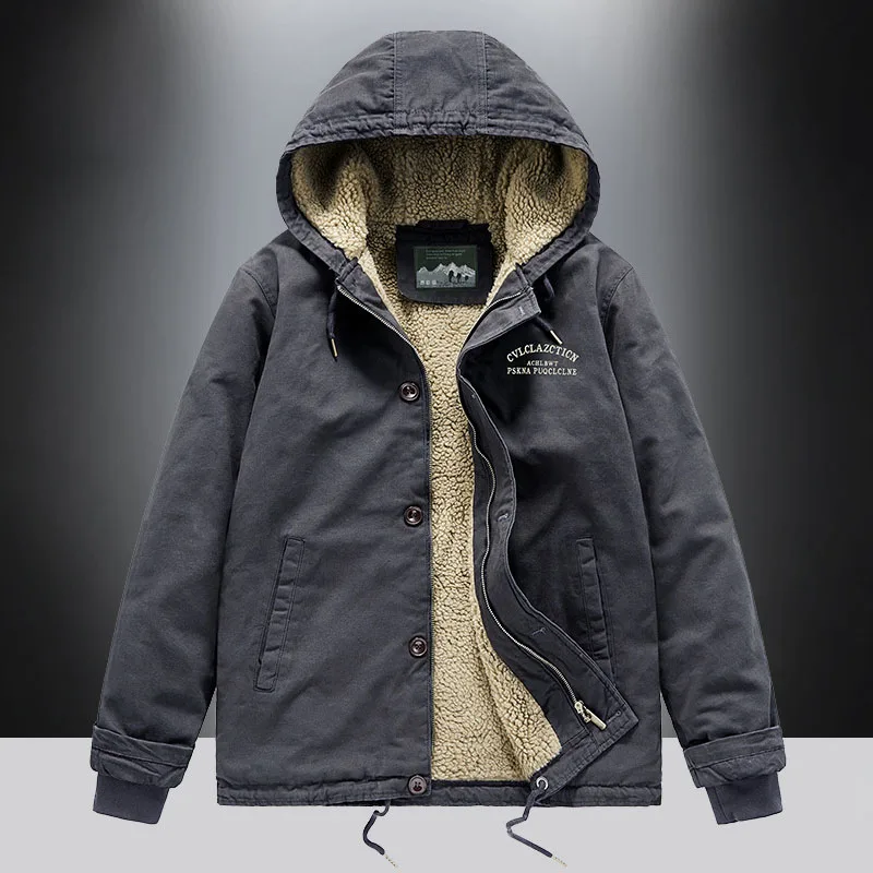 Winter New Men\'s Jacket, Wool Thick Warm Jacket, Zipper Hooded Cotton Jacket, Winter Jacket, Casual Men\'s Clothing