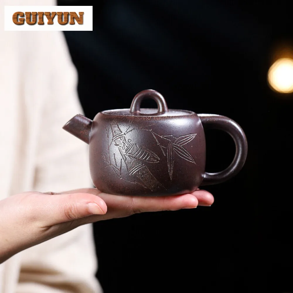 

230ML Classic Yixing Purple Clay Teapots Handmade Wood-fired Porcelain Pot Raw Ore Mud Tea Soaking Kettle Zisha Teaset Tableware