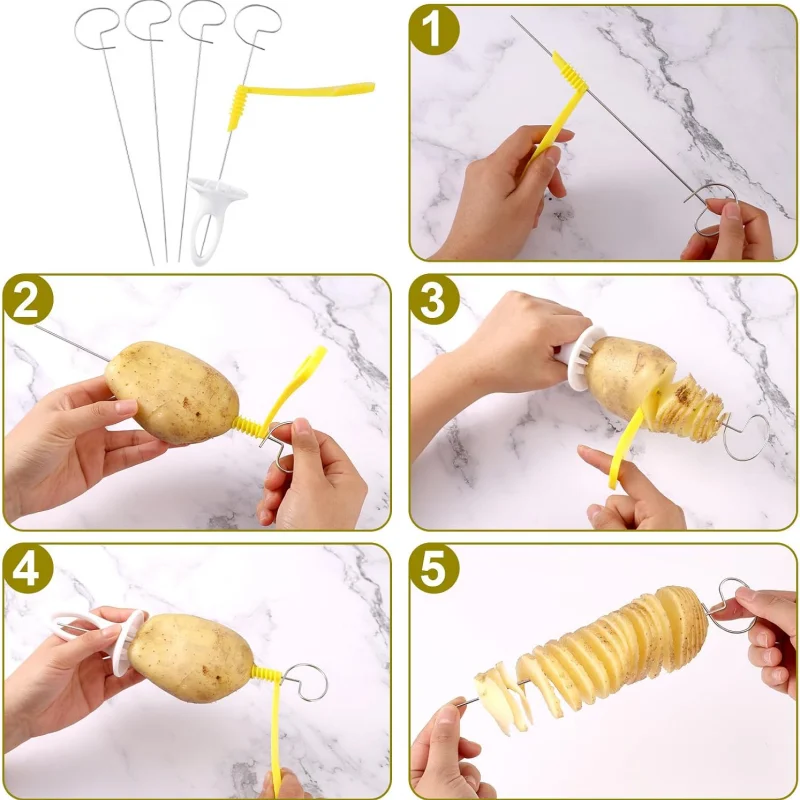 1set Stainless Steel Spiralizer Set Multi-Functional Vegetable Cutter Perfect For Making Spiral Potatoes Carrots Kitchen Tools