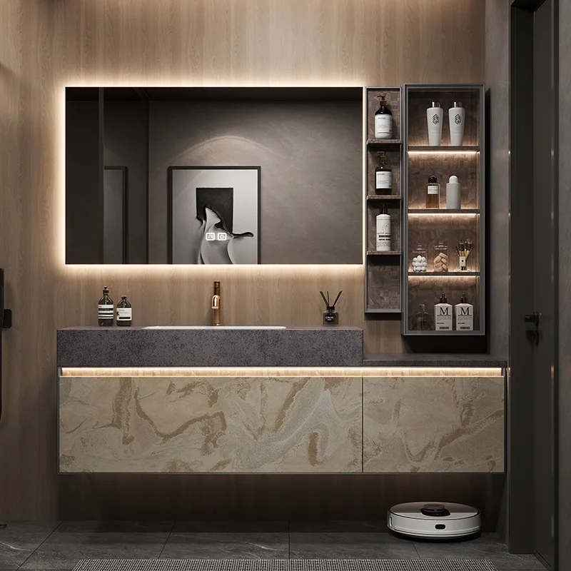 Modern Style Latest Wall Mounted Bathroom Vanity with Sink Cabinet Waterproof Bedroom Furniture Set