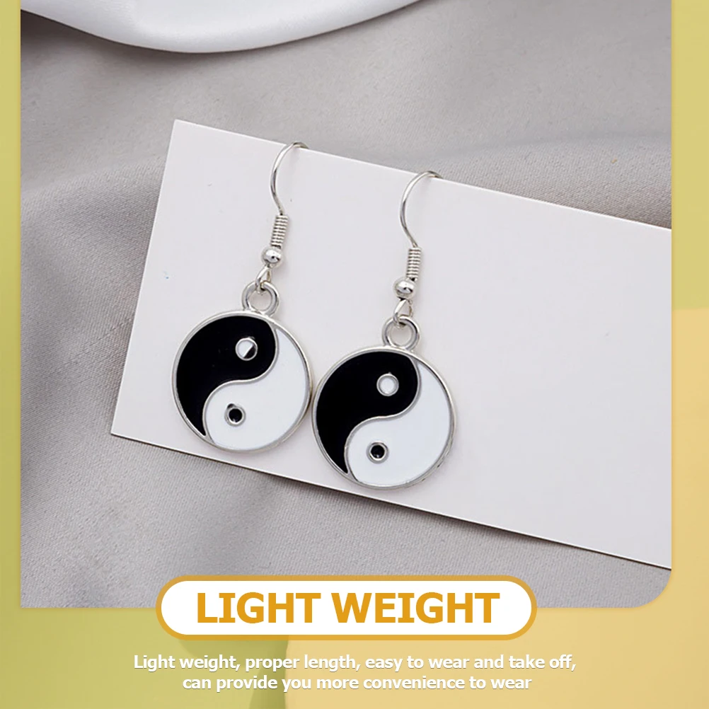 1 زوج ريترو استرخى أقراط أسود أبيض سبيكة إسقاط أقراط للنساء الفتيات العصرية الأذن مجوهرات خفيفة الوزن الأذن الزينة