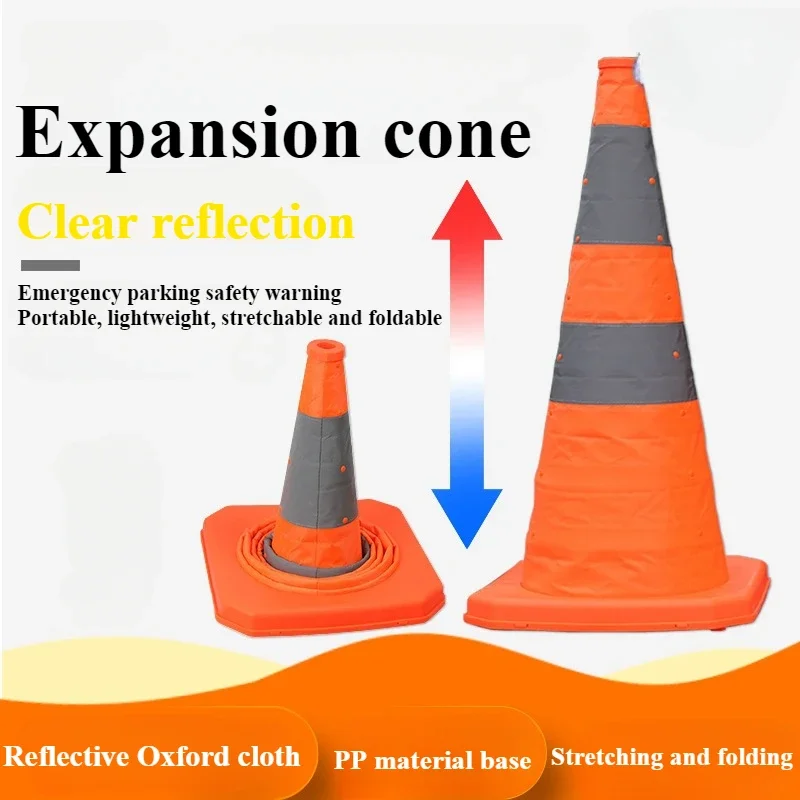 Foldable Traffic Reflective Safety Cone 30/45/70cm Height Collapsible Traffic Cones Multi Purpose Reflective Stripe Road Cone