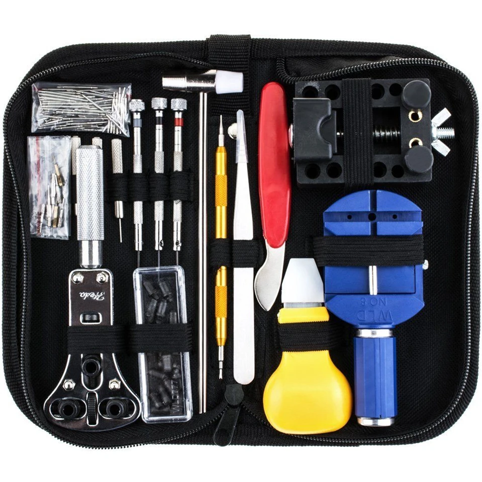 

Vastar 147 Pcs Watch Repair Tool Kit Metal Adjustment Set Band Case Opener Link Spring Bar Remover Watchmaker Tools For Watch