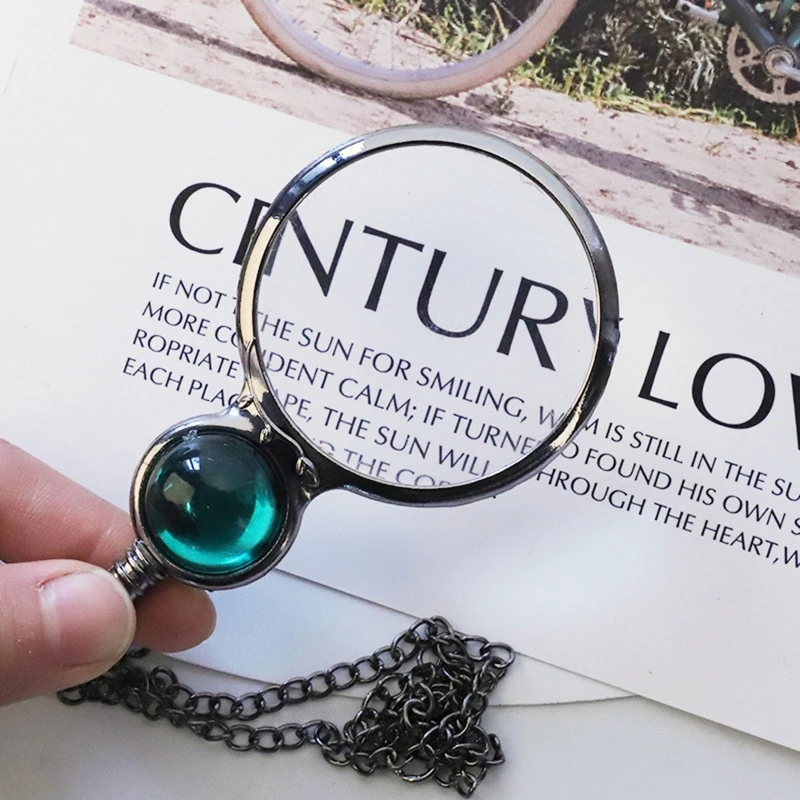 Loupe Pendant Necklace Gift 2022 Glass Necklace Vintage 10X Reading Magnifier Decorative Gift