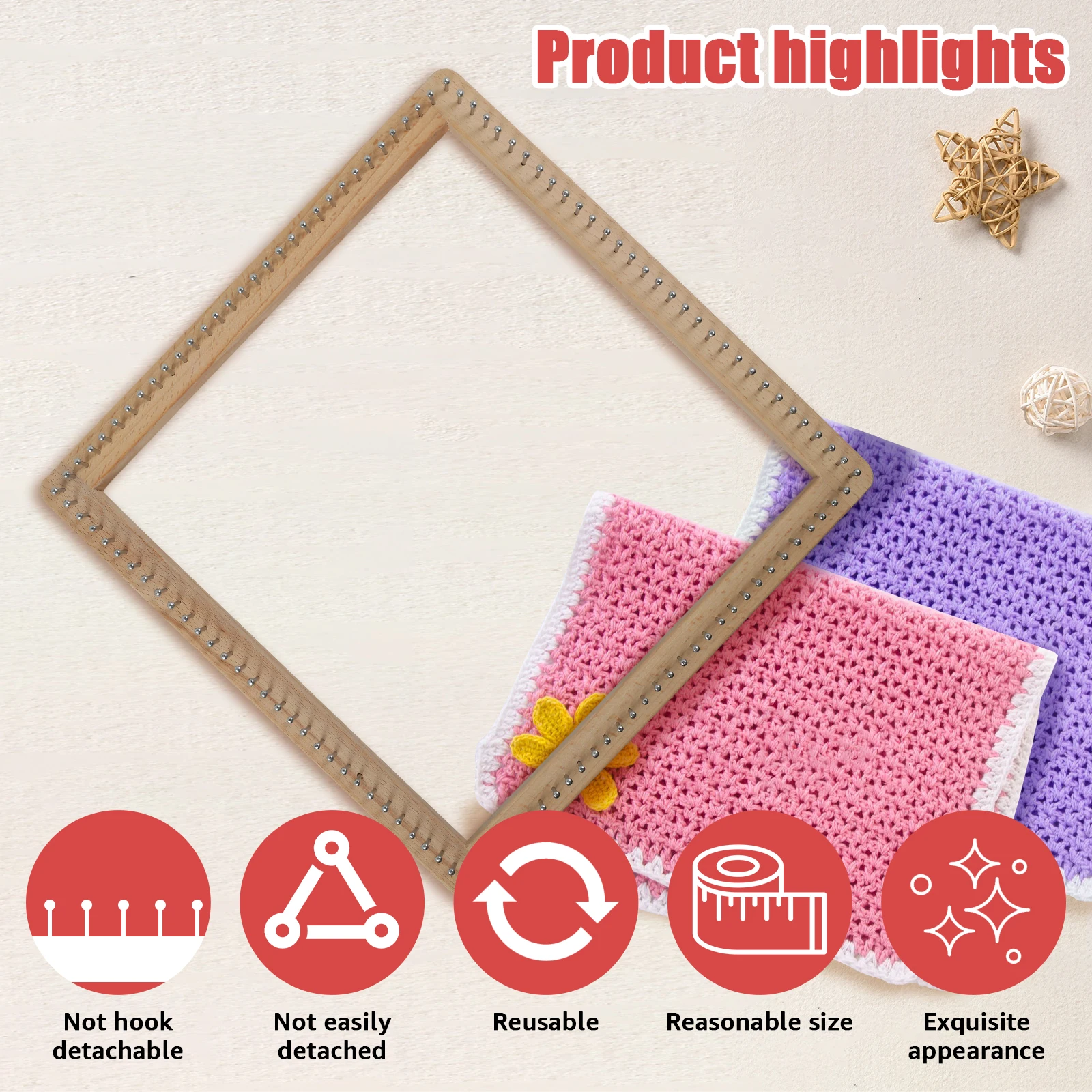 Square Knitting Loom Beech Wood Knitting Board DIY Handcraft Weaving Loom Tools Needlework Crochet Pegs DIY Board Accessories