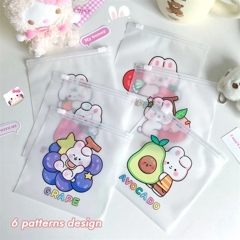 20/50/100pcs Zipper Storage Bag Cute Cartoon Pattern Printing Snack Cosmetics Storage Bag Frosted Self Sealing Packaging Bag