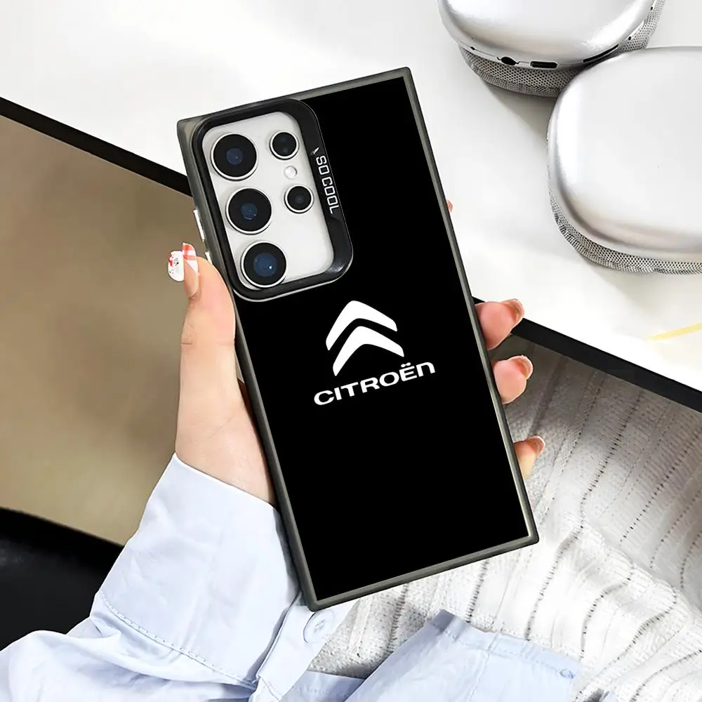 Fashion C-Citroen-s Phone Case for Samsung Galaxy S26 S25 S24 S23 S22 S21 S20 Note20 Plus Ultra Colorful Silver Cover