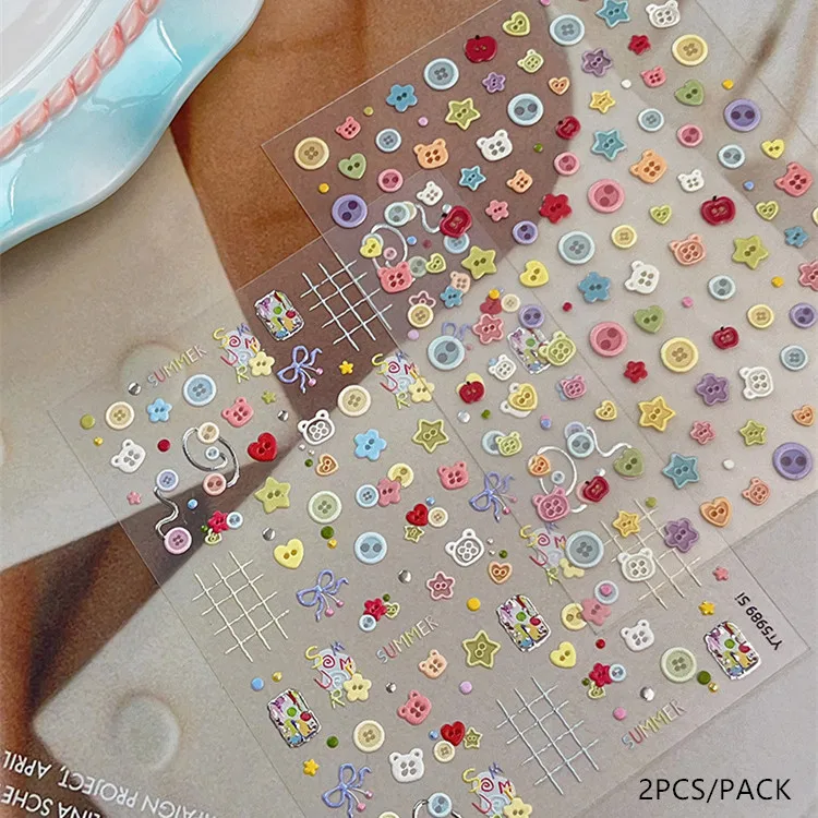 Kawaii Embossed Bear Sticker Set (2-Pack)
