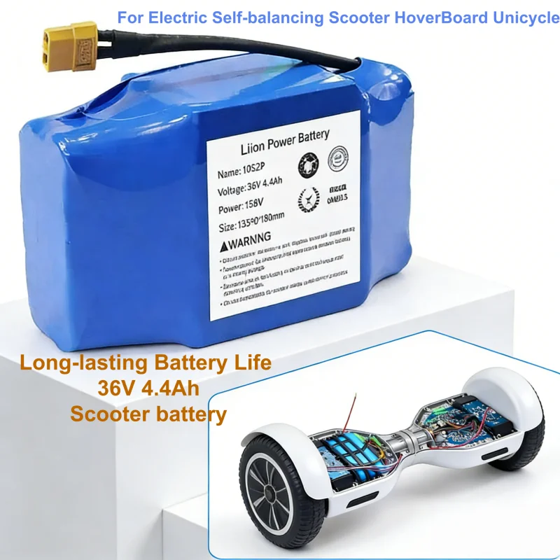 NEW Model 36V 4400mAh 10S2P Lithium Battery Pack for Self Balancing Electric Scooter Hoverboard Unicycle BMS Safe
