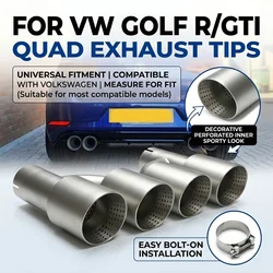 1 PCS Matte Stainless Steel Dual Exhaust Tip Universal Exhaust System Muffler Tip H TYPE Nozzle For Golf R MK7 GTI Exhaust