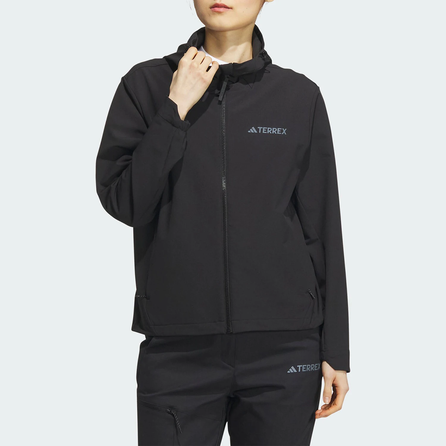 Adidas genuine new women's outdoor plush sports hooded soft shell clothing IL9013