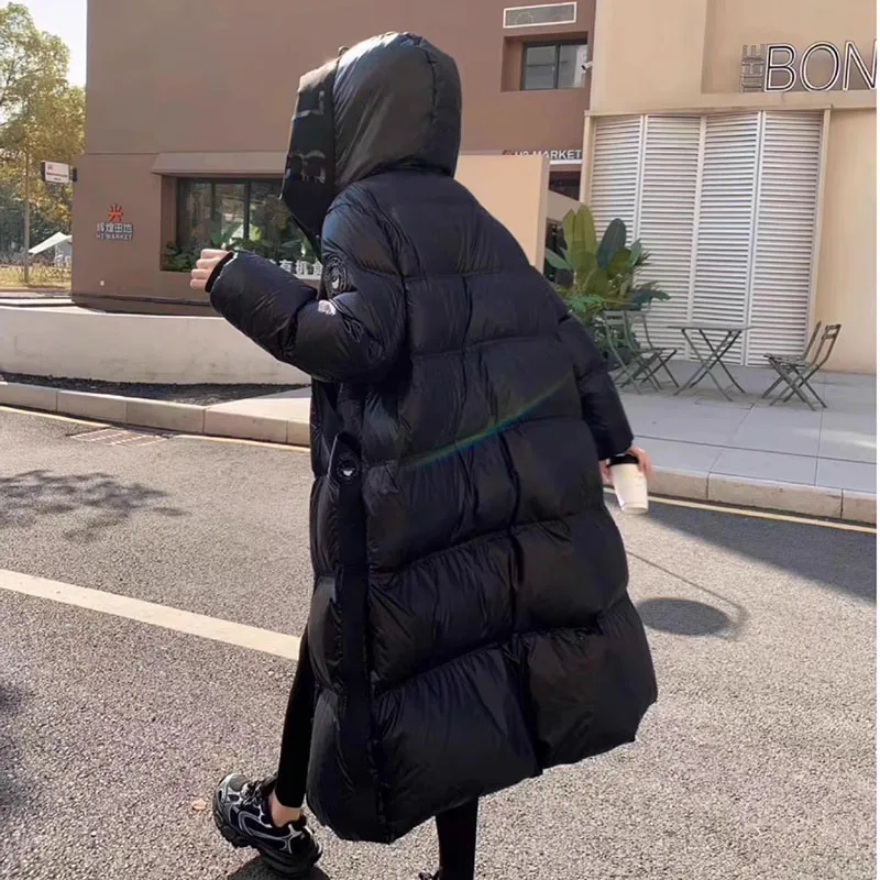 Jaket Parker Wanita Kualitas Tinggi 2025 Jaket Wanita Hitam Mode Bulu Angsa Putih Tebal Bertudung Hangat Musim Dingin Baru H446
