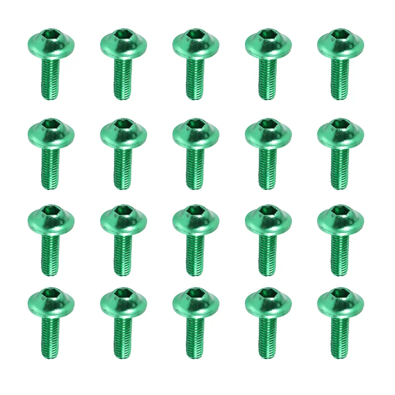 20 Pcs Green Aluminum Alloy Motorcycle Hexagonal Bolts Screws M6-AT64