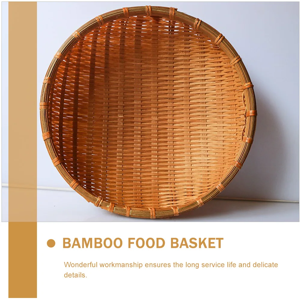

Bamboo Weaving Compact Size Kitchen Food Serving Basket Vegetable Storage Container Fruit Holder Draining Basket Kitchen