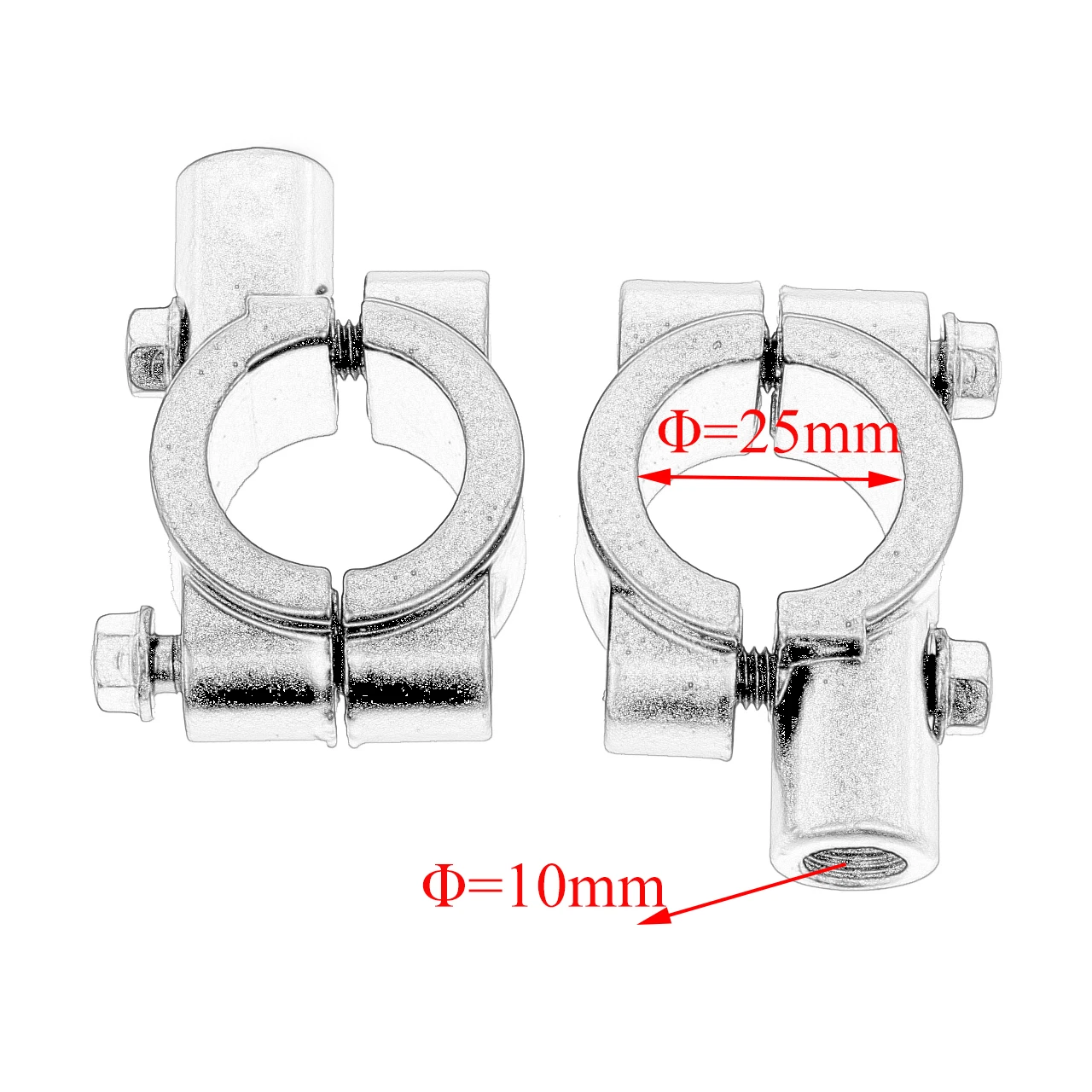 1'' 25MM Mirror Bracket Handlebar Mirrors Clamp Mount Brackets Support Silver