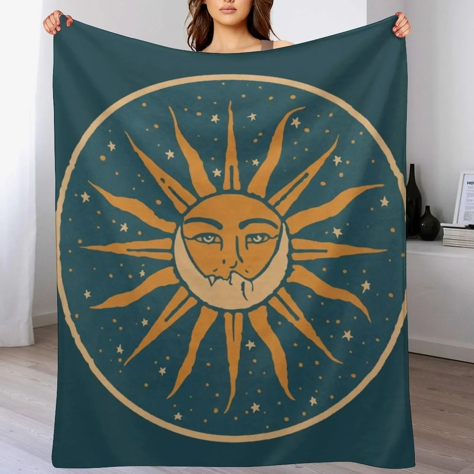 

Sun and Moon | Vintage Throw Blanket Nap for babies Large Heavy Blankets