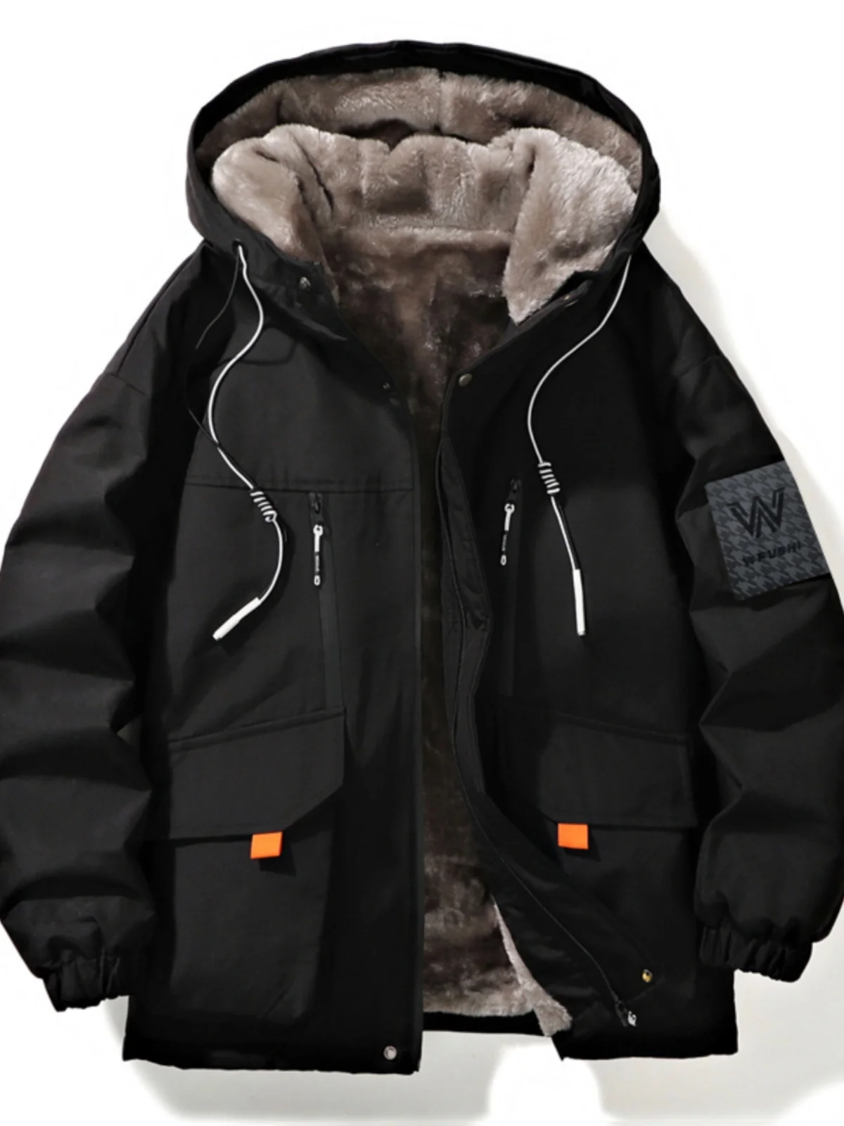 

Зимняя утепленная куртка с капюшоном для мужчин, повседневное теплое хлопковое пальто, молодежная модная брендовая верхняя одежда для подростков и молодежи...