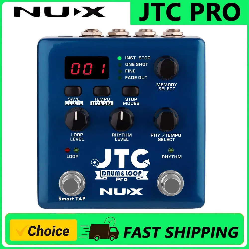 NUX JTC PRO Drum Loop PRO Dual Switch Looper Pedal 6 Hours Recording Time 24-bit and 44.1 KHz Sample Rate