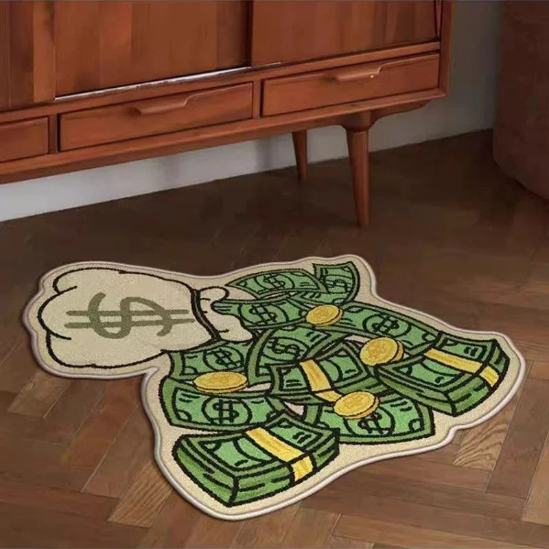 

Cute Banknote Pattern Rug Special-shaped Soft Comfortable Non Slip Rug Suitable For Living Room Bedroom Home Decor Gifts