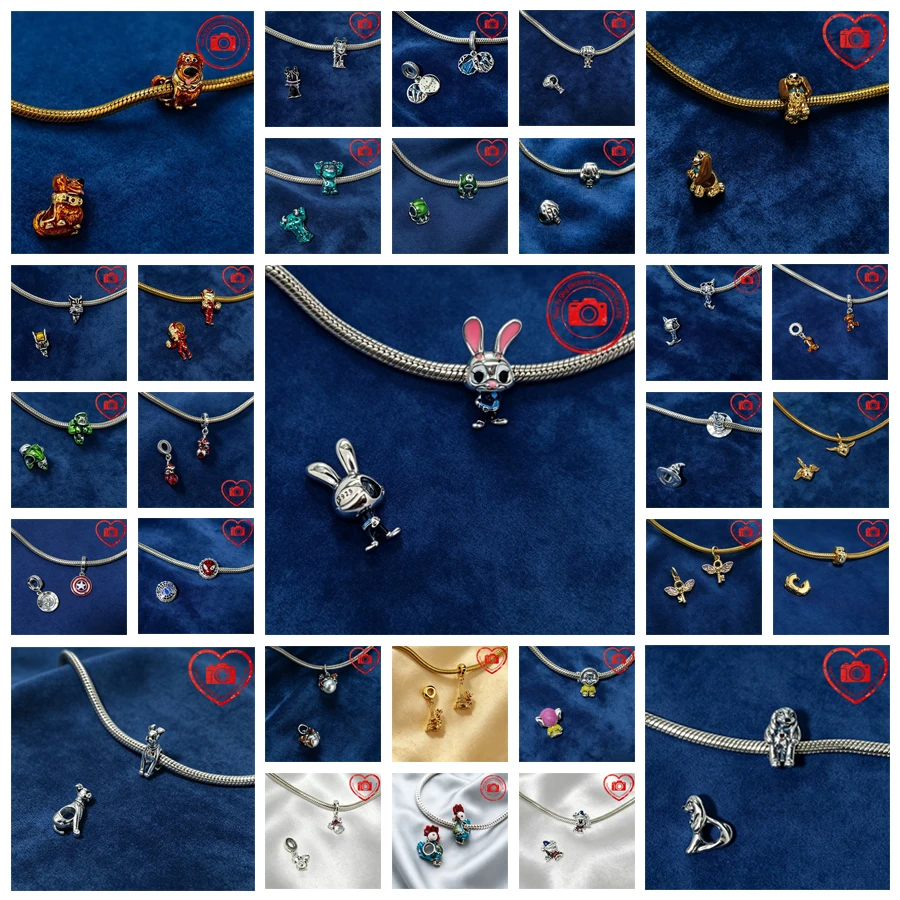 Nouvelle Offre Spéciale : Perles Breloques Raffinées Lapin, Cochon, Chien, Chat, Ours, Souris pour Bracelets Serpent en Argent 925 Original – Cadeaux Bijoux DIY