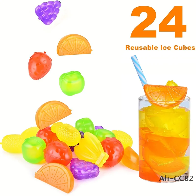 

24Pcs Reusable Plastic Quick-Freeze Easy-to-Clean Fake Ice Cubes For Making Cold Appealing Drinks