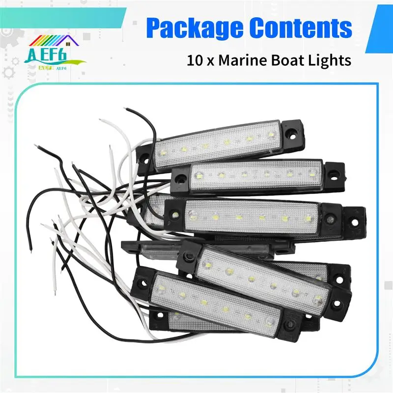 

AEF6-10 шт. морские фонари для лодок, 12 В 24 В водонепроницаемая внутренняя навигационная лента для лодки, светильник для палубы, ступеньки, освещение для кокпита