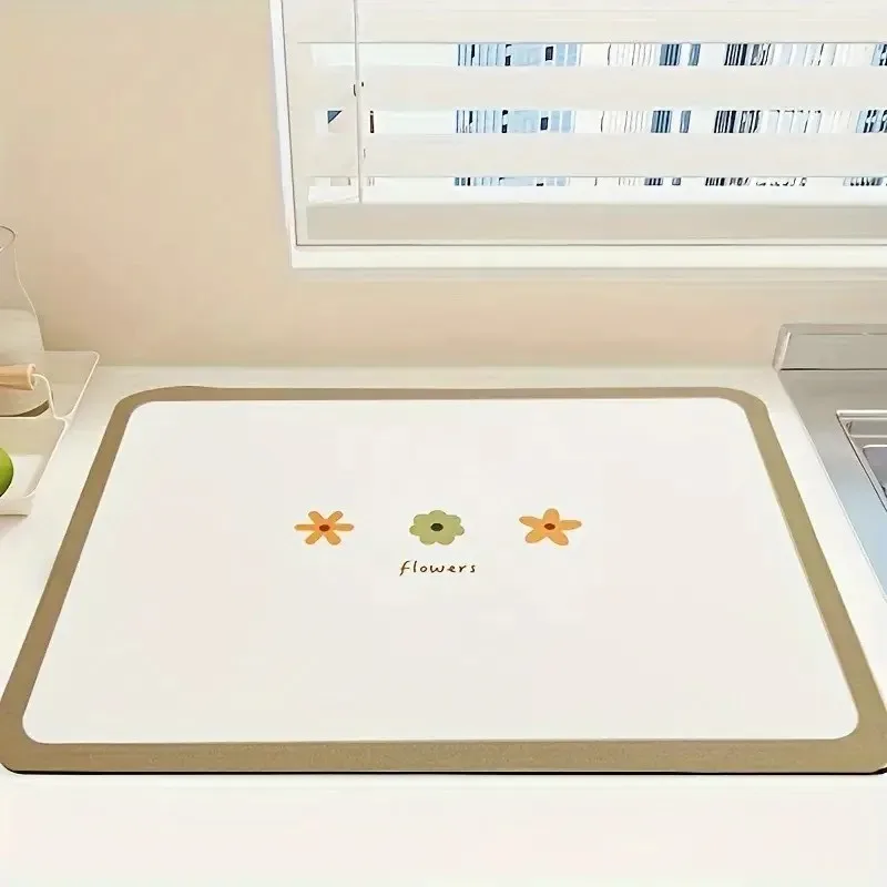 Kitchen Mat Diatomite Dish Drainer Super Absorbent Coffee Rug Drain Pad Non-slip Drying Mats Draining Bath Mat Decor 규조토 주방매트