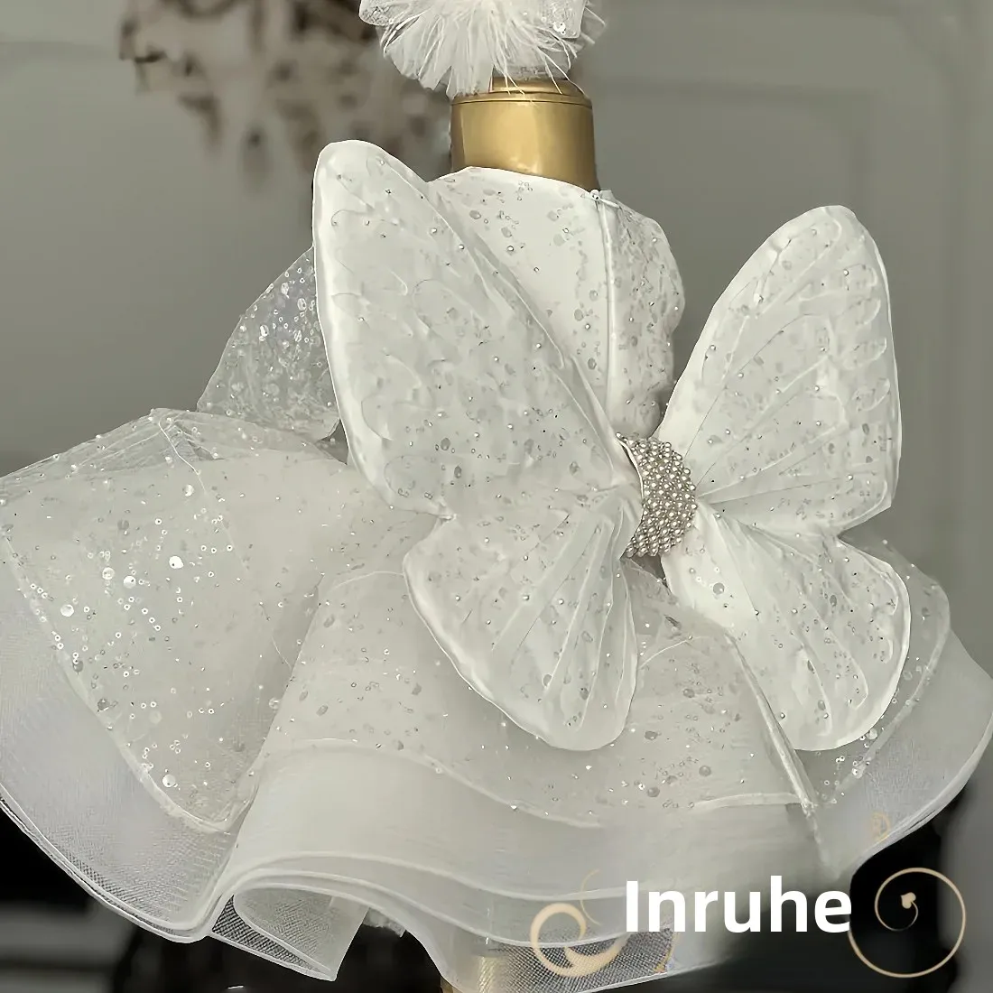 

Легкое роскошное платье для конкурса красоты для маленьких девочек с блестками, большим бантом, платье для дня рождения, свадьба с цветочным узором для девочек 1-14 лет