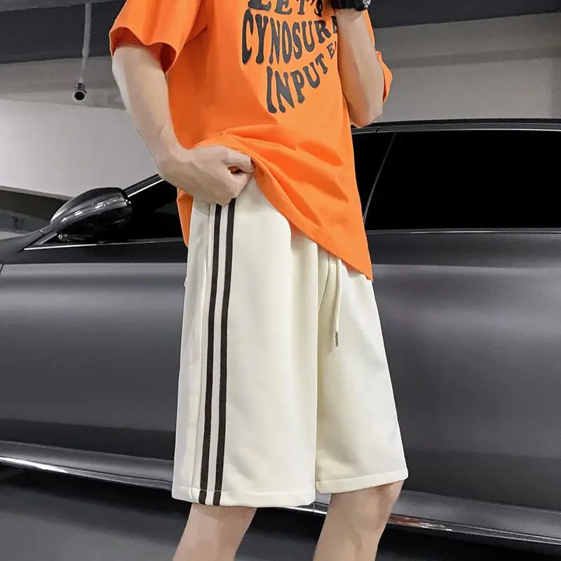 American Striped Sports Shorts for Women's Trendy Loose Fit 2025 Summer Casual Versatile Quick Drying Sports Five Quarter Pants