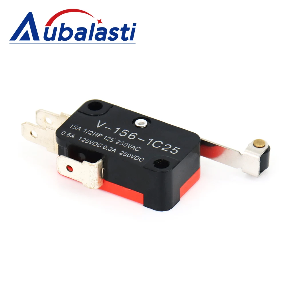BODING 10Pcs/Lot Durable Micro Limit Switch V-156-1C25 Long Hinge Roller Momentary SPDT Snap Action for CNC Router