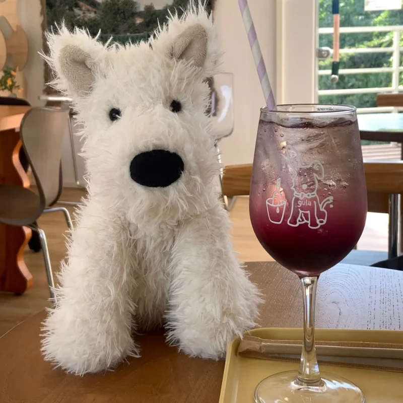 

White Scottish Terrier Highland Puppy Plush Soothing Doll Gift Birthday Gift Christmas Decoration Home Decoration Doll Girl Gift