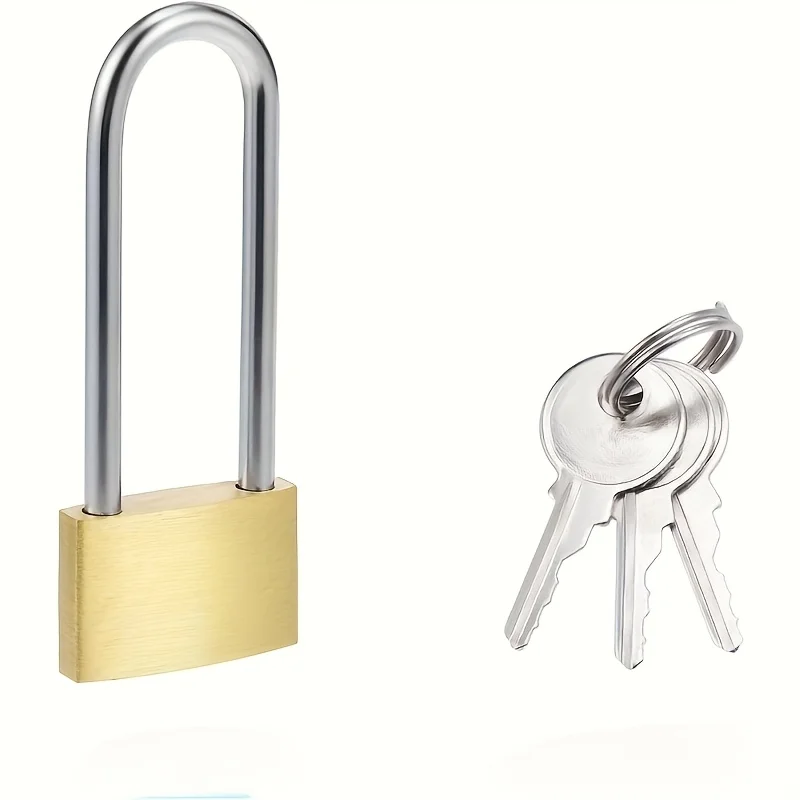 Brass Padlock - Garden Key Shackle, Keyed Alike & Brushed Finish, Apply to Backpacks/Briefcases/Tackle Boxes/Storage Lock