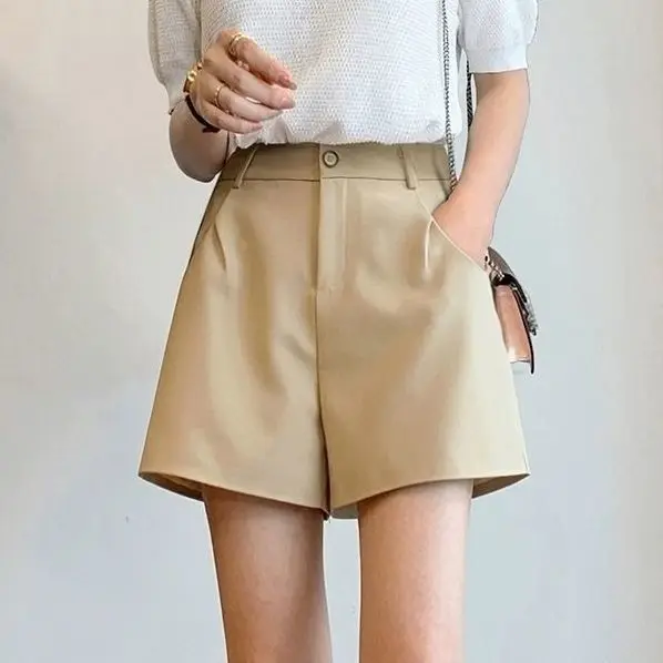 

Summer Suit Shorts New High Waist Slim Loose Thin Section Casual A-line Elegant Suit Shorts Wide-leg Pants High Quality A06