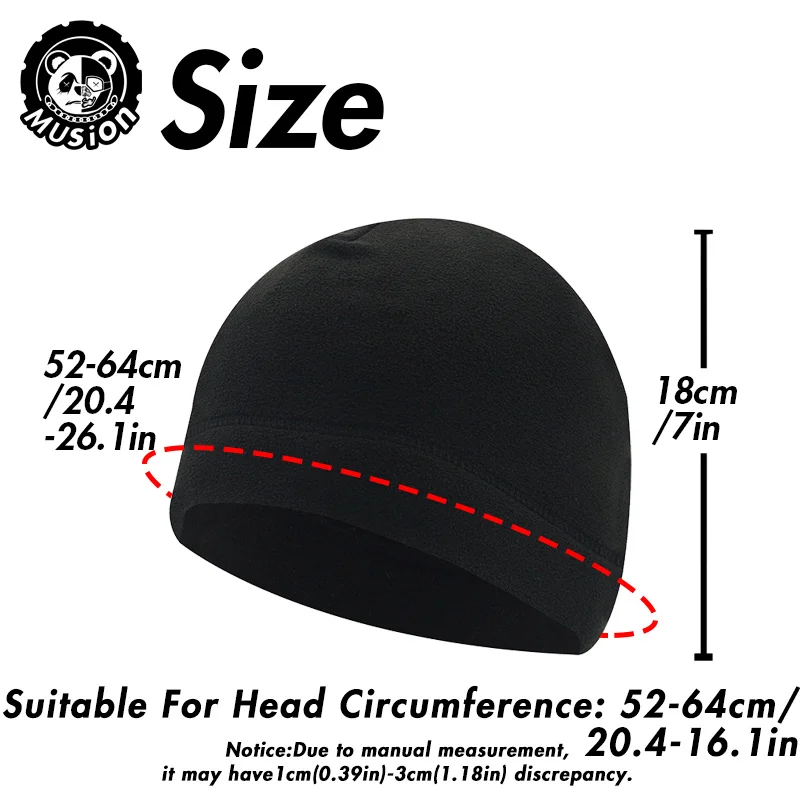 Musion Men's Brimless Beanie Winter Windproof Warm Sweat-Absorbing Helmet Liner for Motorcycle Skiing Fishing