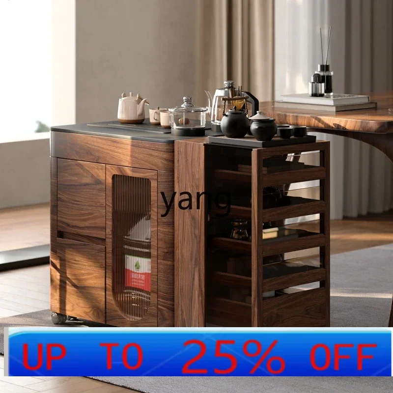 CX solid wood removable sofa side cabinet living room black walnut tea table tea cabinet