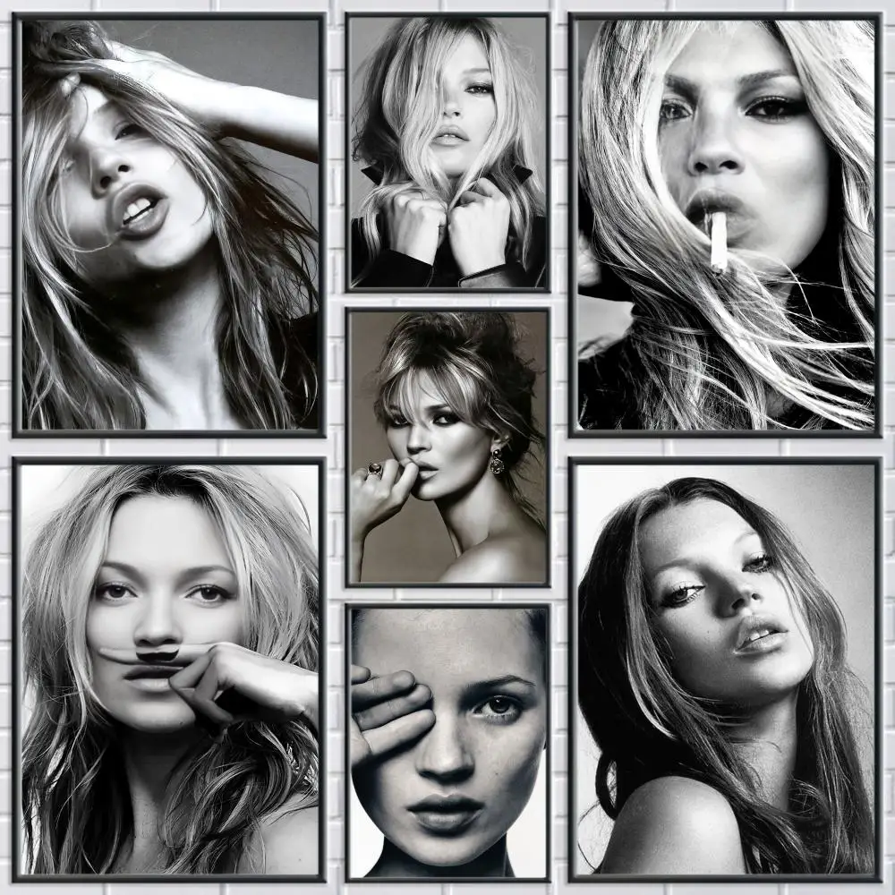 K-Kate M-Moss Mode-Kunstposter, moderne und elegante Wandaufkleber für Heimdekoration, Wohnzimmer, Schlafsaal, Wandkunst