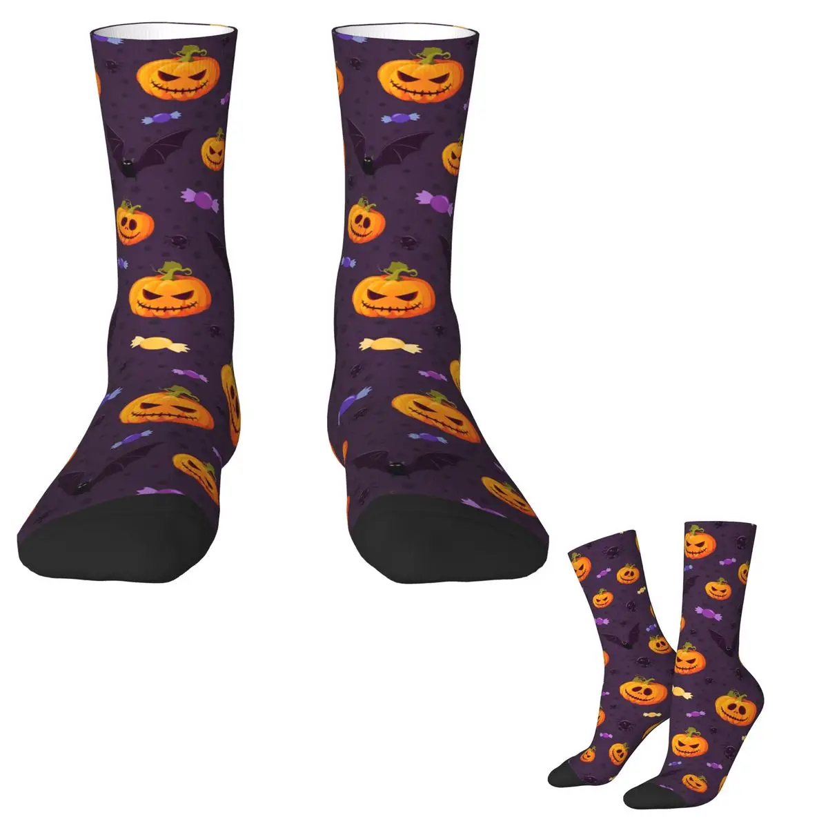 Men's Socks Halloween Pumpkins Ghost Pattern Stockings Autumn Funny Breathable Socks Custom Skateboard Anti-Slip Socks