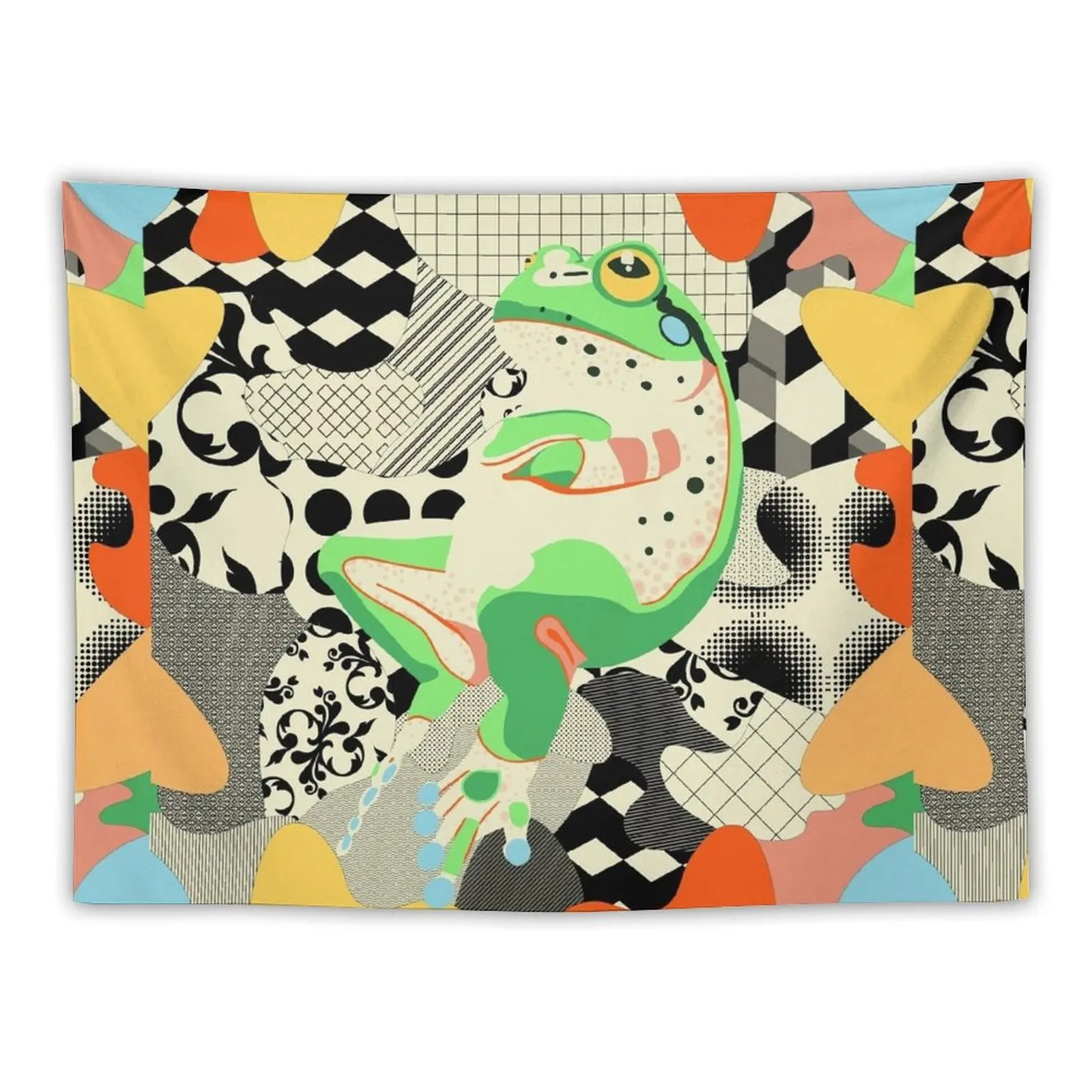 

Cute frog in an abstract world Tapestry Japanese Room Decor Wall Decor Hanging House Decor Tapestry