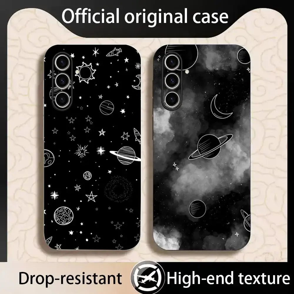 Night sky Cool ins desigh pattern Phone Case For Samsung Galaxy S26 S25 S24 S23 S22 S21 Plus Ultra Note20 Soft Black