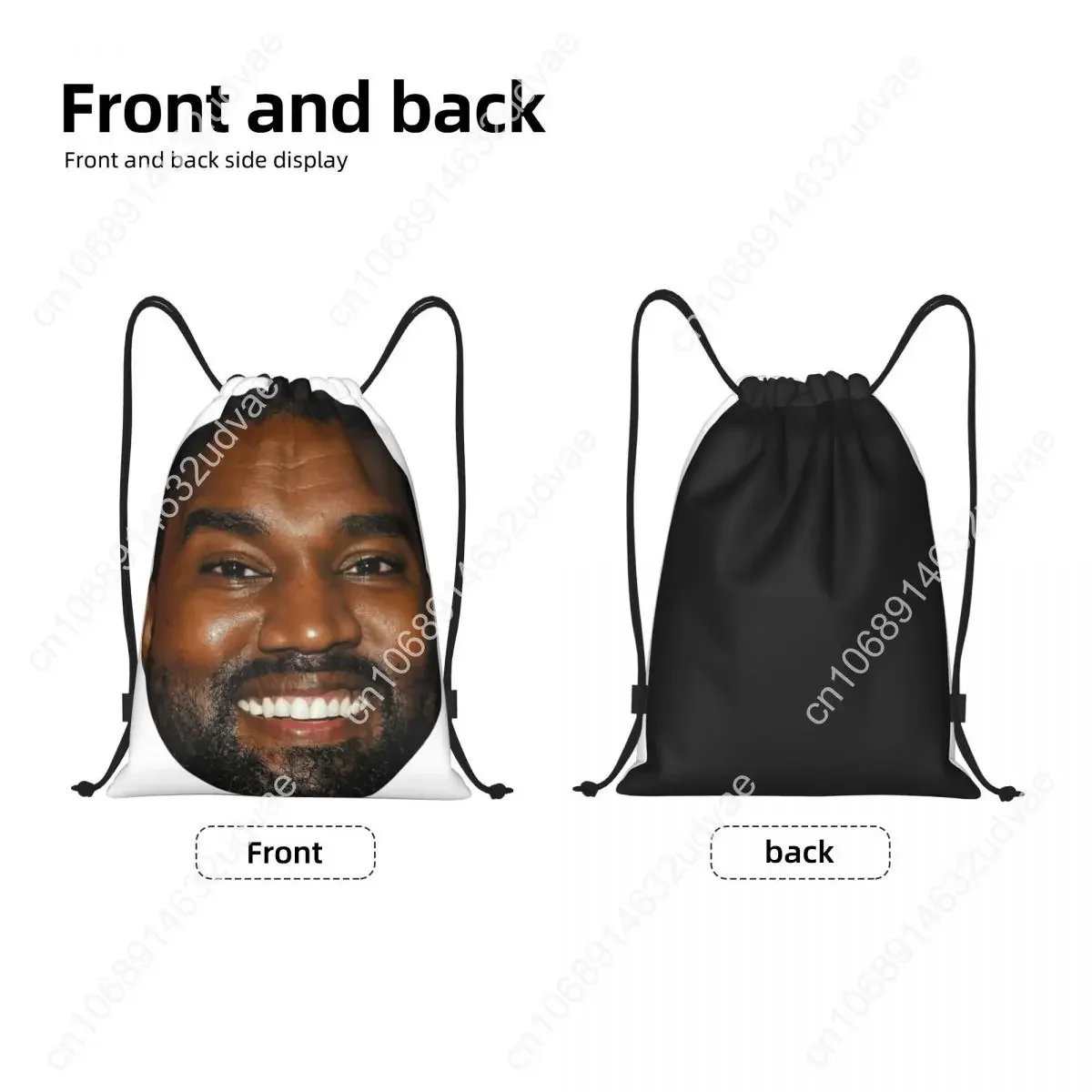 Personalized Funny Kanye West Meme Drawstring Backpack Bags Lightweight Rapper Music Producer Gym Sports Backpack Bags