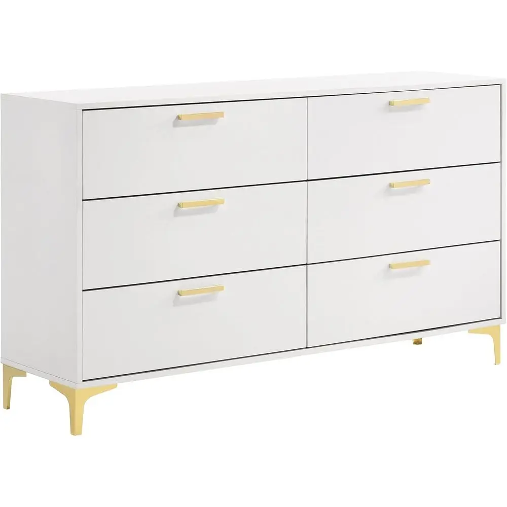 

er Home urnishings 6-Der Contemporary Drer Bedroom Clothing Storage Cabinet Engineered Wood Eco-riendly Laminate with Gold Metal