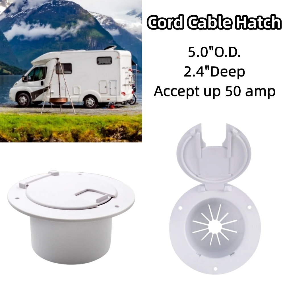 Round Electric Cable Cord Hatch Power Cords Round Polar For RV Truck Boat Camper For 30 or 50 Amp Cover White Sun Fade Protected