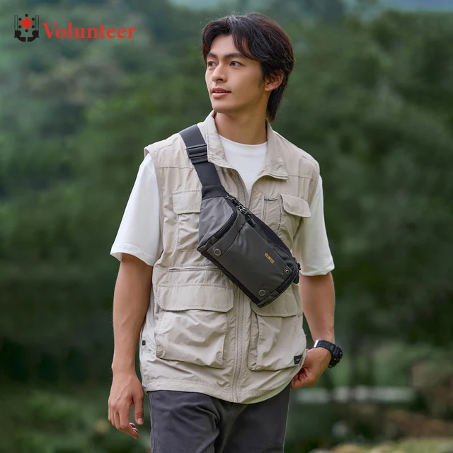 Torby na klatkę piersiową dla mężczyzn VOLUNTEER, modne, sportowe, outdoorowe, wodoodporne, lekkie, wielokieszeniowe torby crossbody i nerki męskie 1698-15