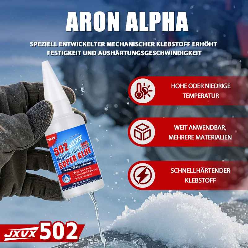 JXVX 1-3 قطع 502 غراء فائق السرعة سريع الجفاف لاصق سيانو أكريليت للجلد والمطاط والخشب والمعدن أداة غراء سائل قوية الترابط 10 ثوانٍ للترابط، مقاوم للماء مع موزع دقيق.