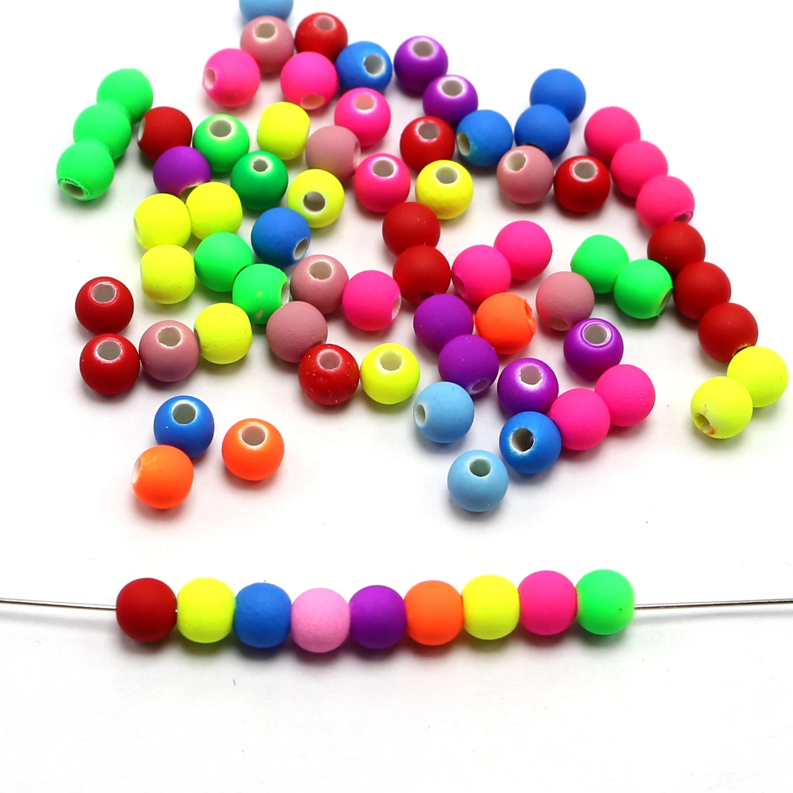 500 Mixed Matte Fluorescent Neon Beads Acrylic Round Beads 6mm(0.24\