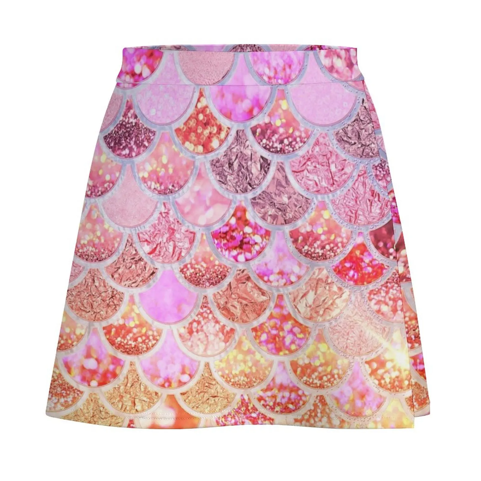 Pink Purple Magenta Sparkle Faux Glitter Mermaid Scales Mini Skirt short skirt for women Summer skirt Mini